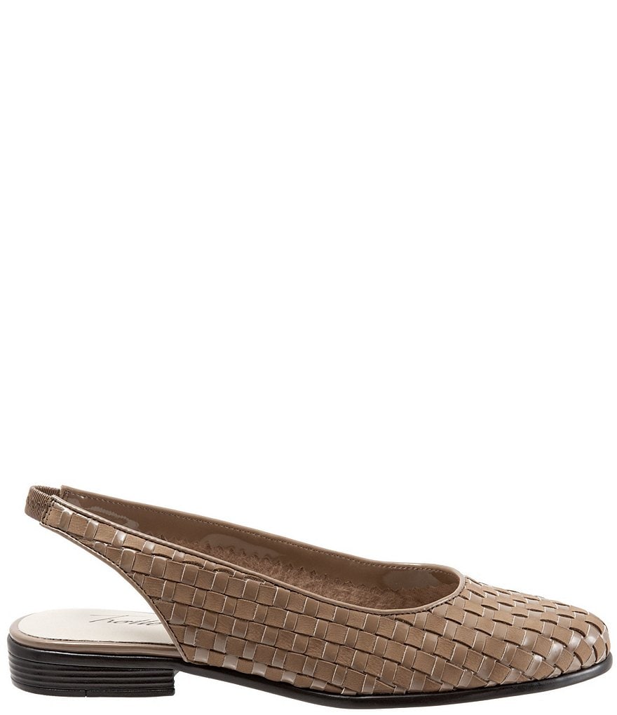 Trotters Lucy Woven Suede And Patent Leather Slingback Flats