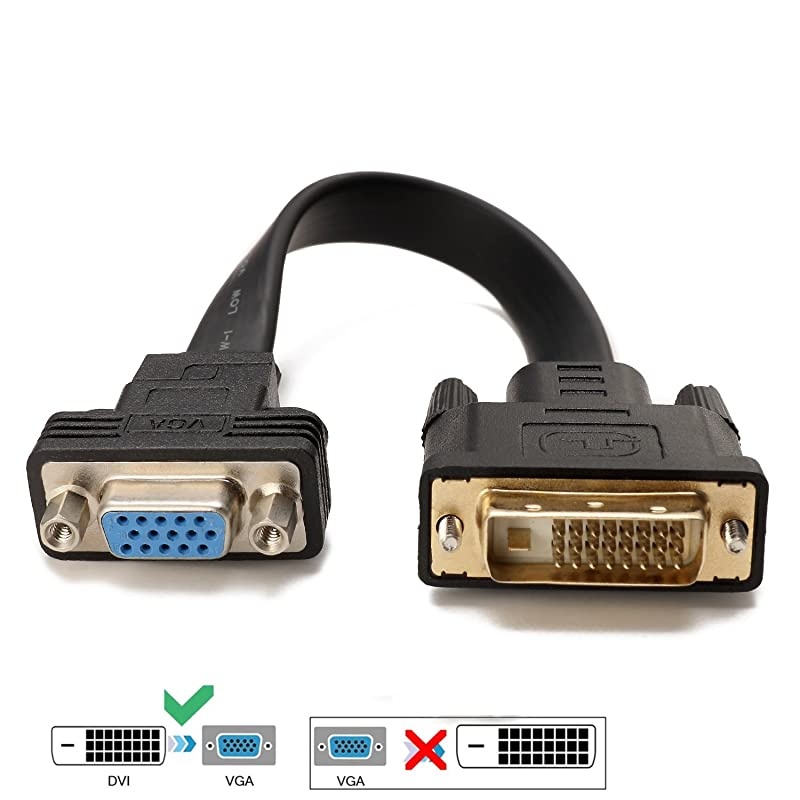 Active DVI-D Dual Link 24+1 Male to VGA VGA Female M/F Video with Flat Cable Adapter Converter