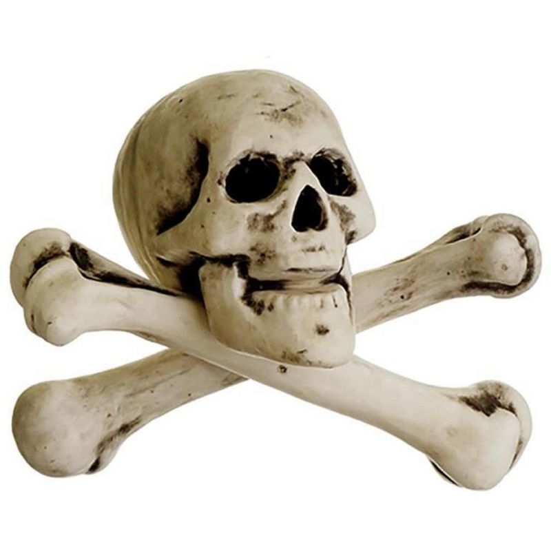 Allstate Floral 13" Life-Size Skull and Crossbones Halloween Decoration - Ivory