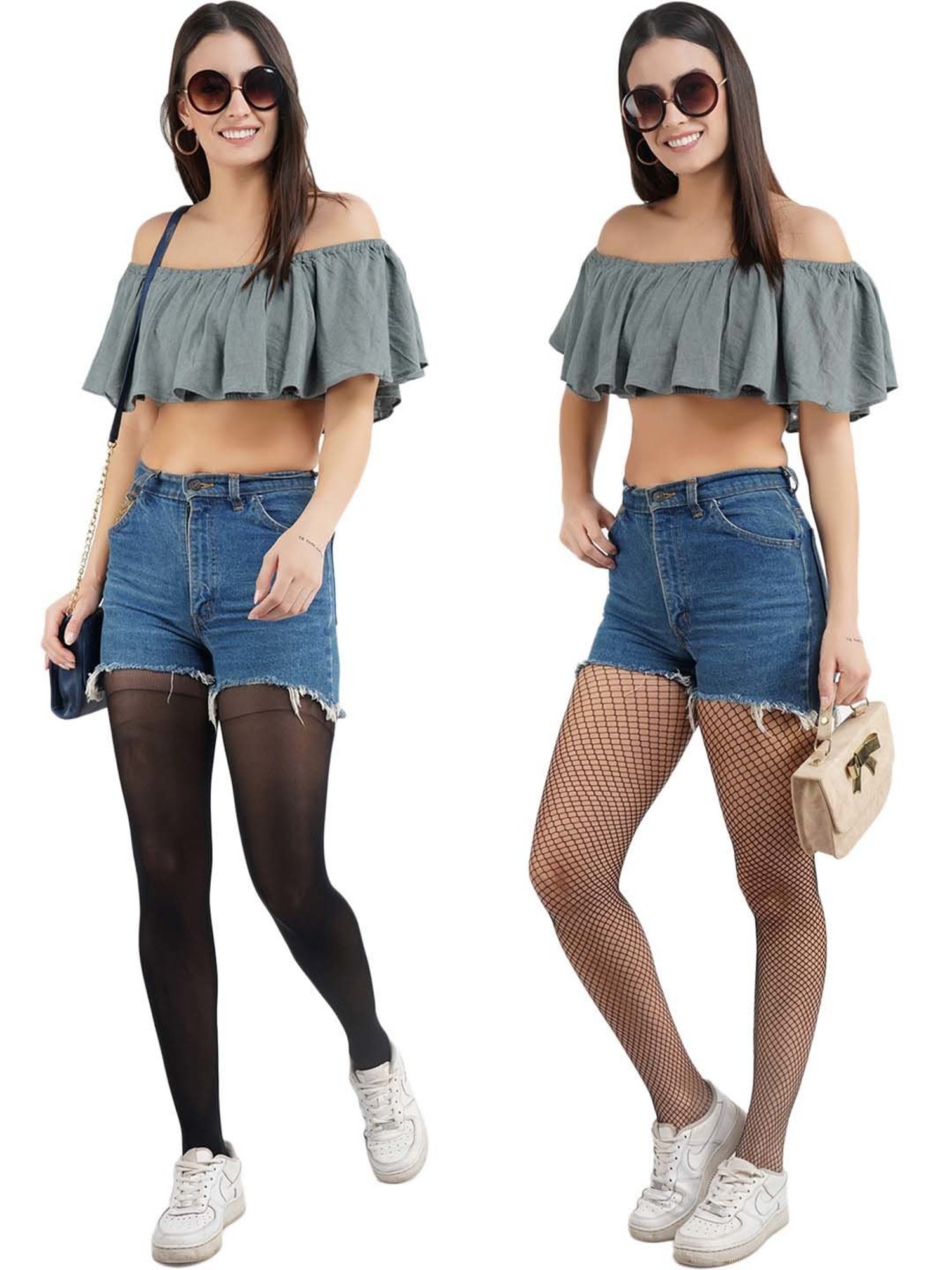 Secrets By ZeroKaata Black Plain Pantyhose Stockings - Pack Of 2