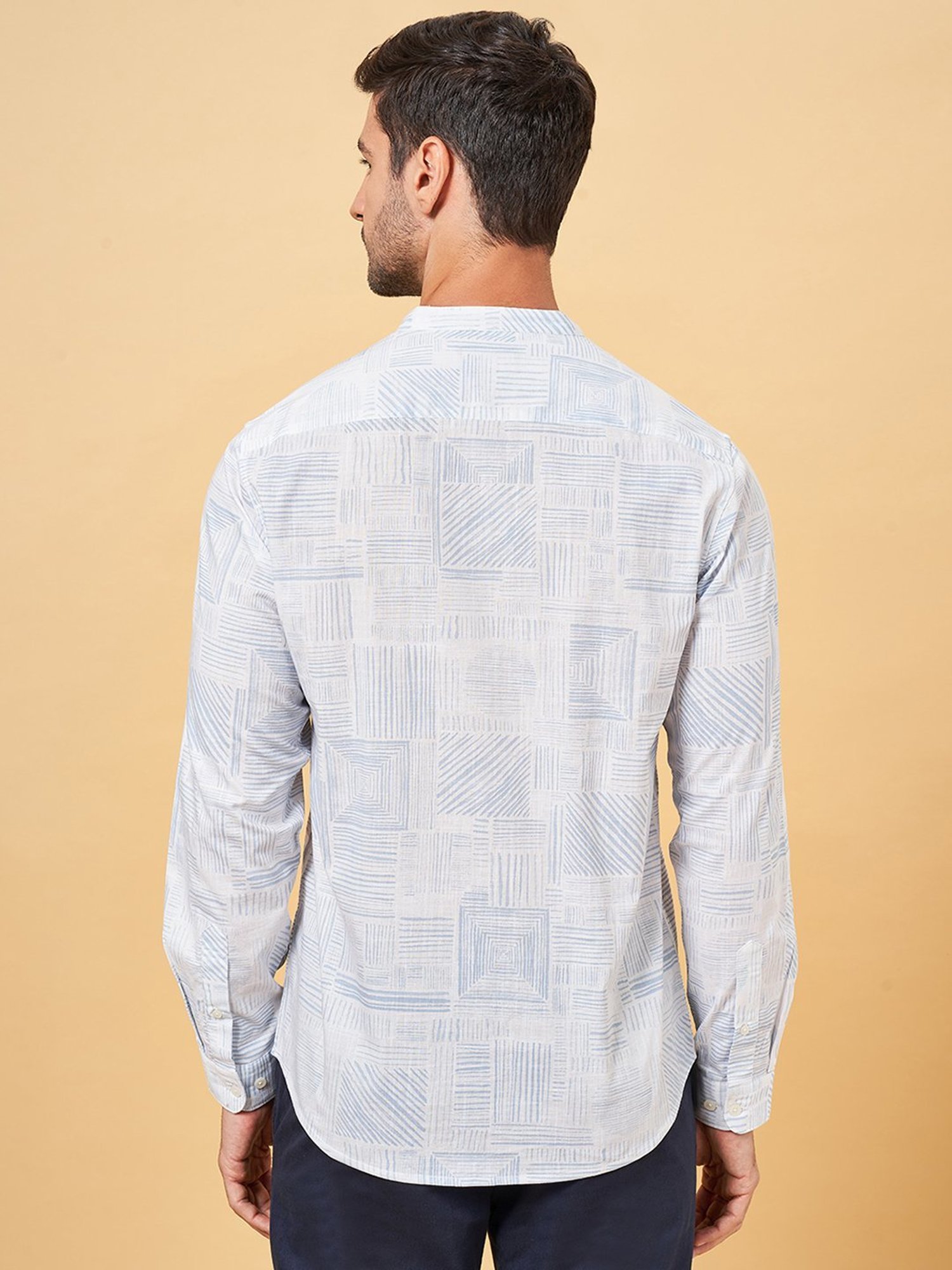 Spykar Blue Cotton Slim Fit Checks Shirt
