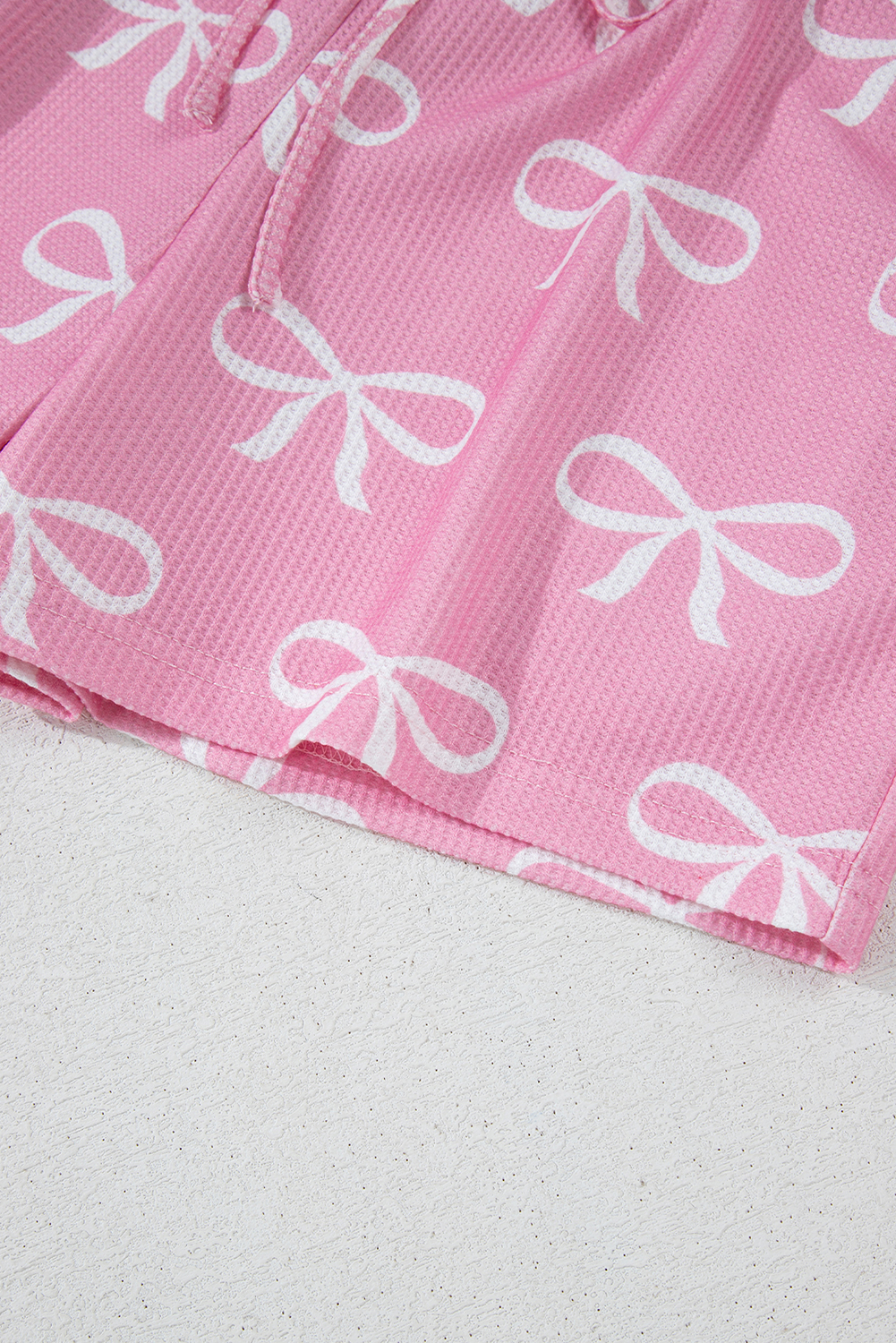 Skobeloff Textured Ruffle Split Top and Drawstring Shorts Set