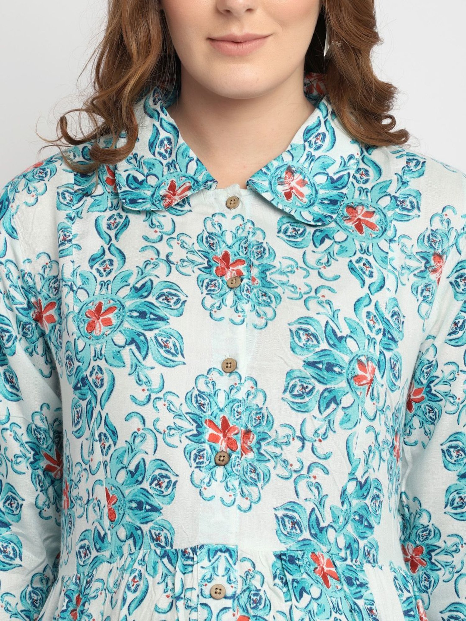 Moms Maternity Blue Printed Dress