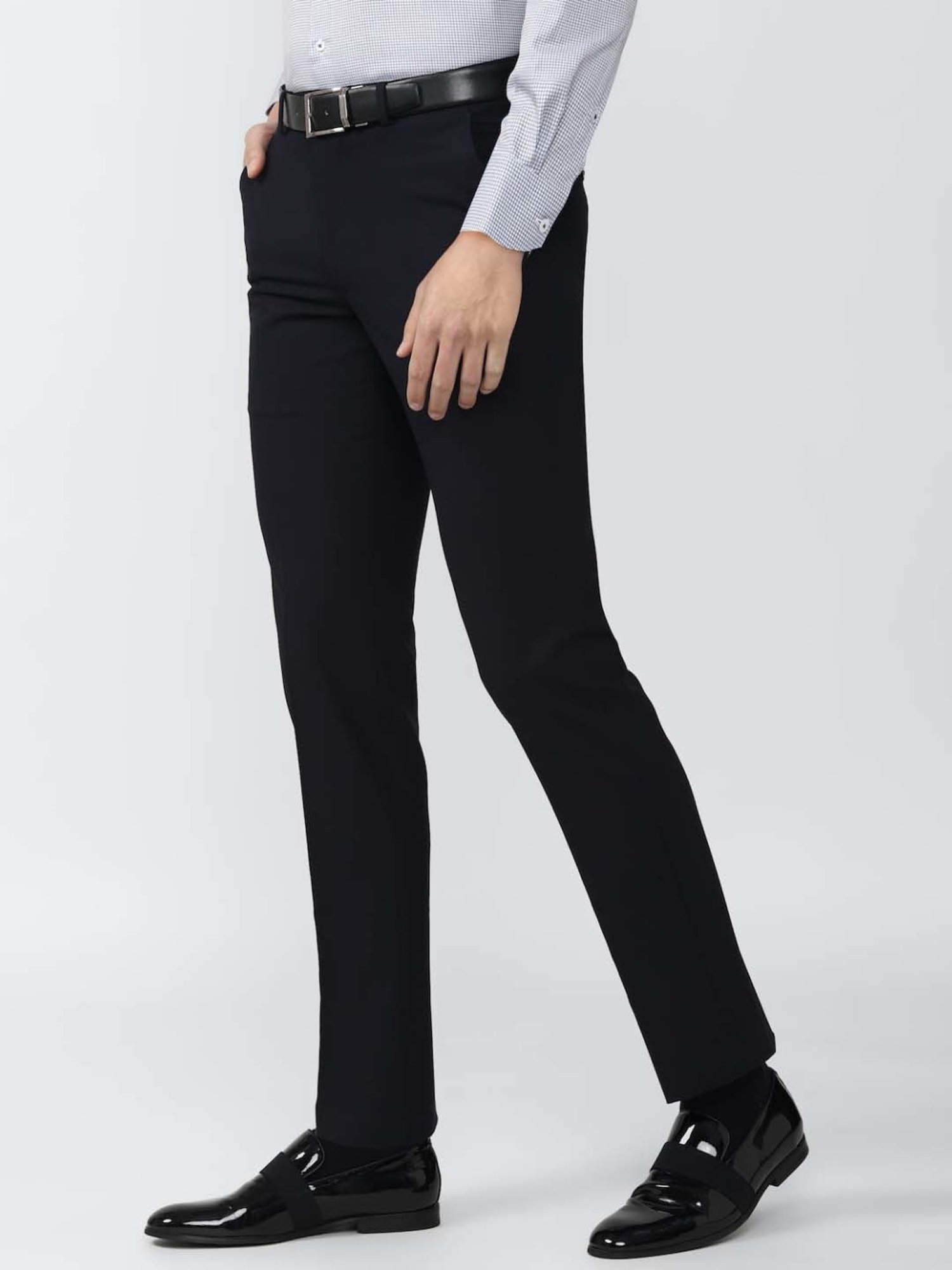 Van Heusen Black Slim Fit Checks Trousers