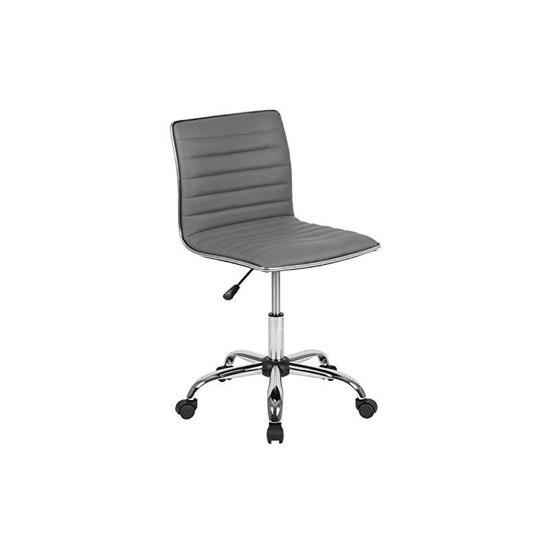 Low Back Designer Armless Light Gray Ribbed Swivel Task Office Chair