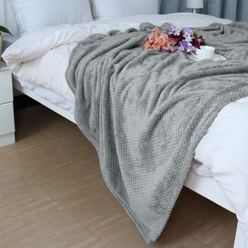 1 Pc Twin Polyester Flannel Fleece Bed Blankets Pink  - PiccoCasa