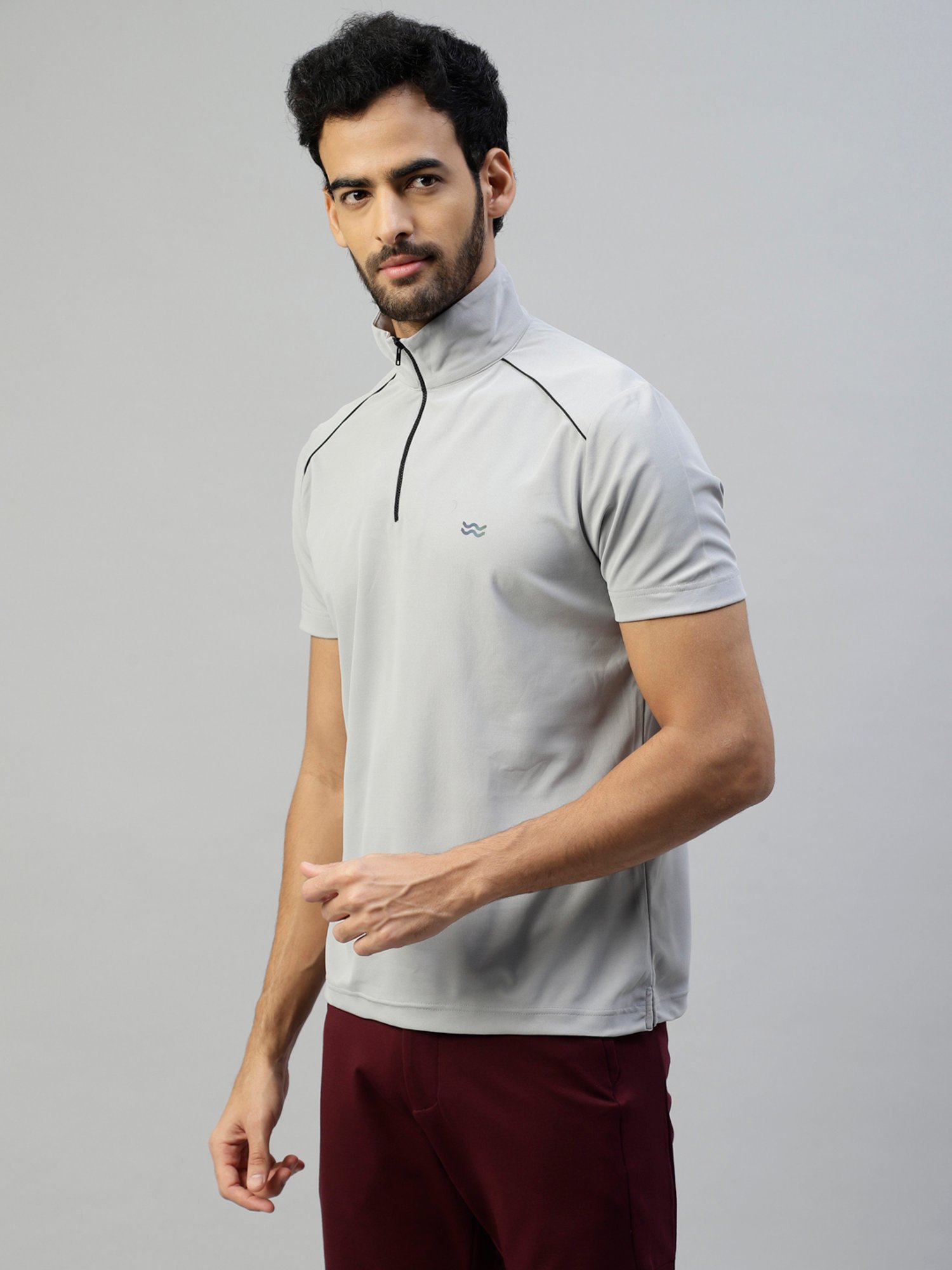 Slowave Grey Slim Fit Sports T-Shirt
