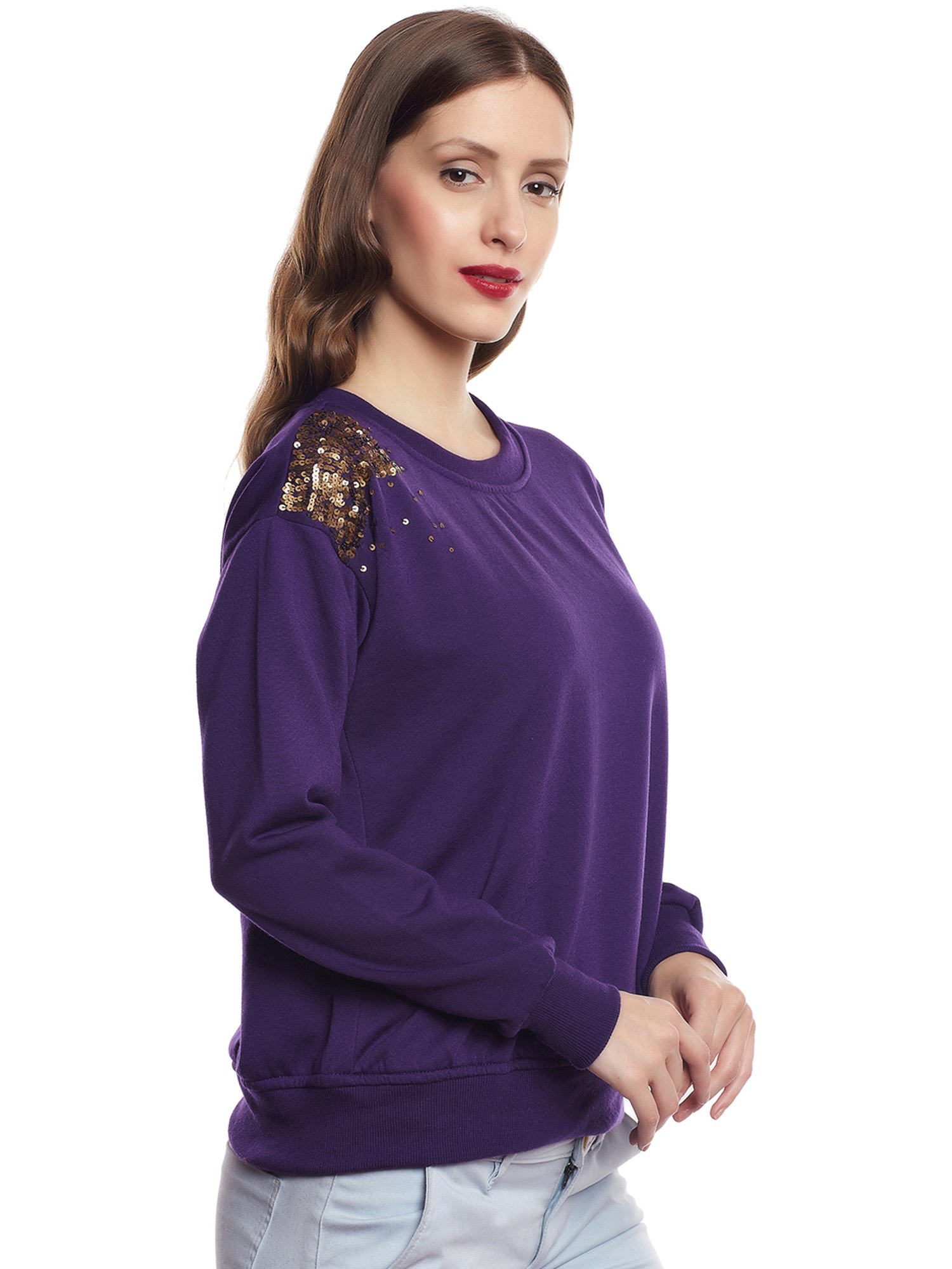 Belle Fille Purple Embellished Sweatshirt