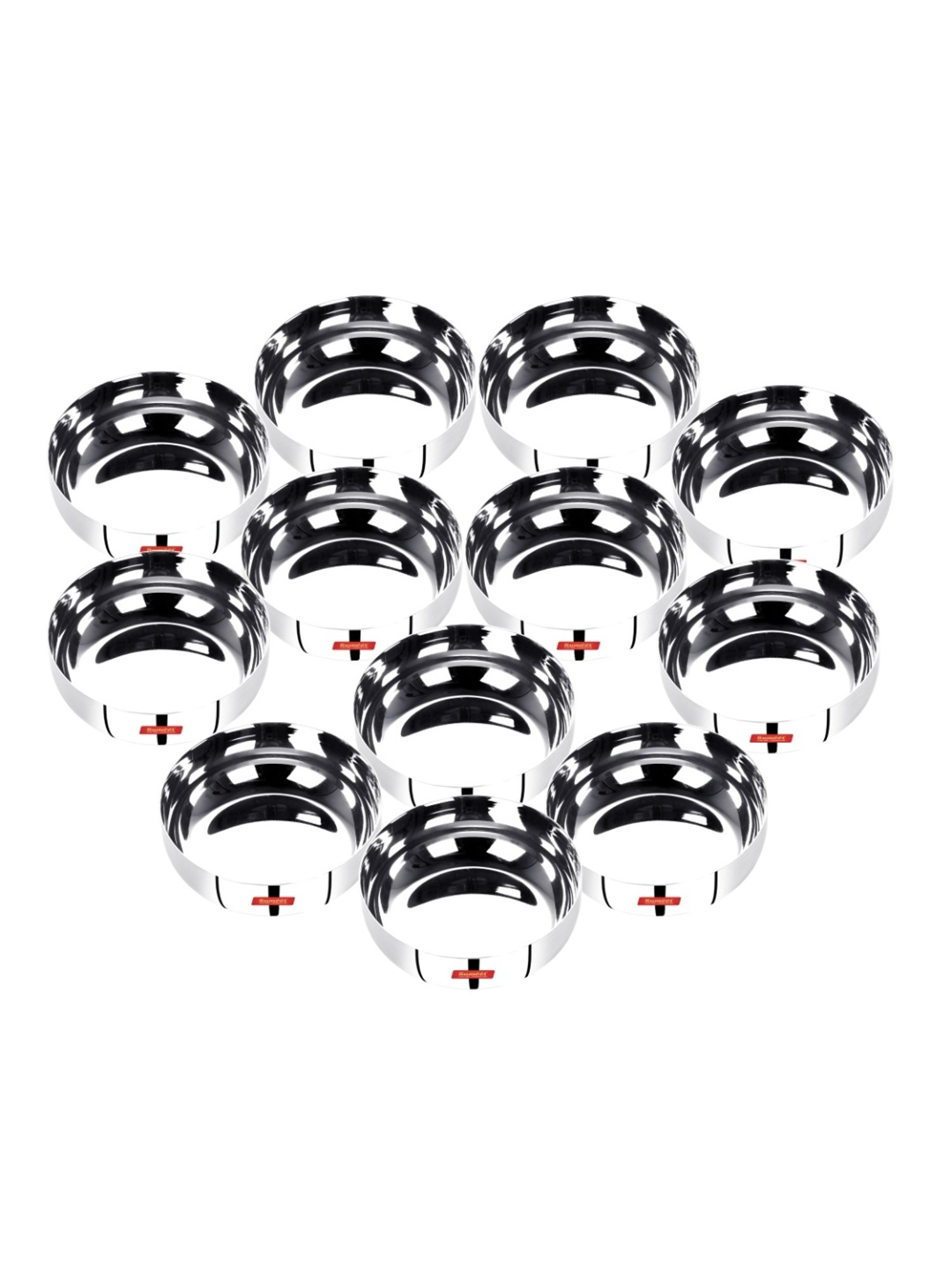 Sumeet S.S.  Apple Shape Heavy Gauge Mini Dessert Plates with Mirror Finish -10Cm Dia- Set of 12 Pcs