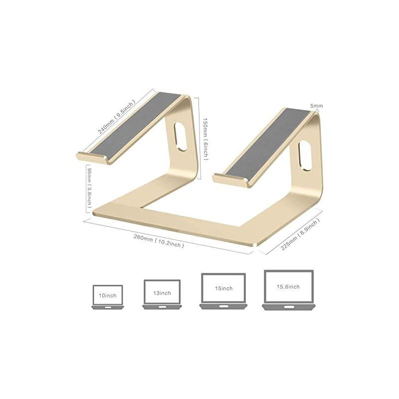 Laptop Stand, Aluminum Computer Riser, Ergonomic Laptops Elevator for Desk, Metal Holder Compatible with 10 to 15.6 Inches Notebook Computer, Rose Gold