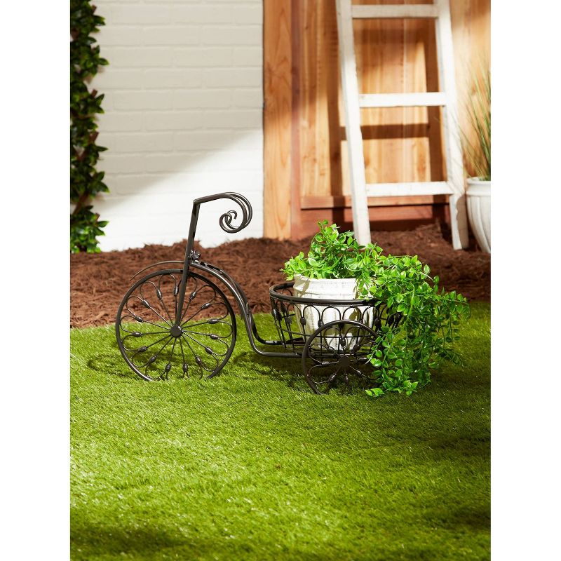 10.9" Indoor/Outdoor Iron Bicycle Plant Stand Black - Zings & Thingz