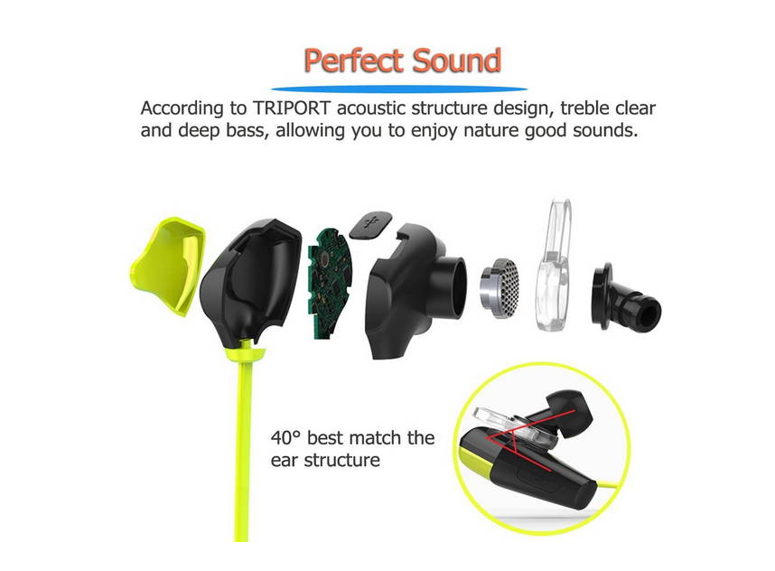 D8 Sporty Wireless Bluetooth Headsets CSR 4.0 Premium Sweatproof 3D Surround Stereo Speaker, CVC 6.0 Noise-Canceling,In-line Microphone Hands-Free Call & Music Streaming