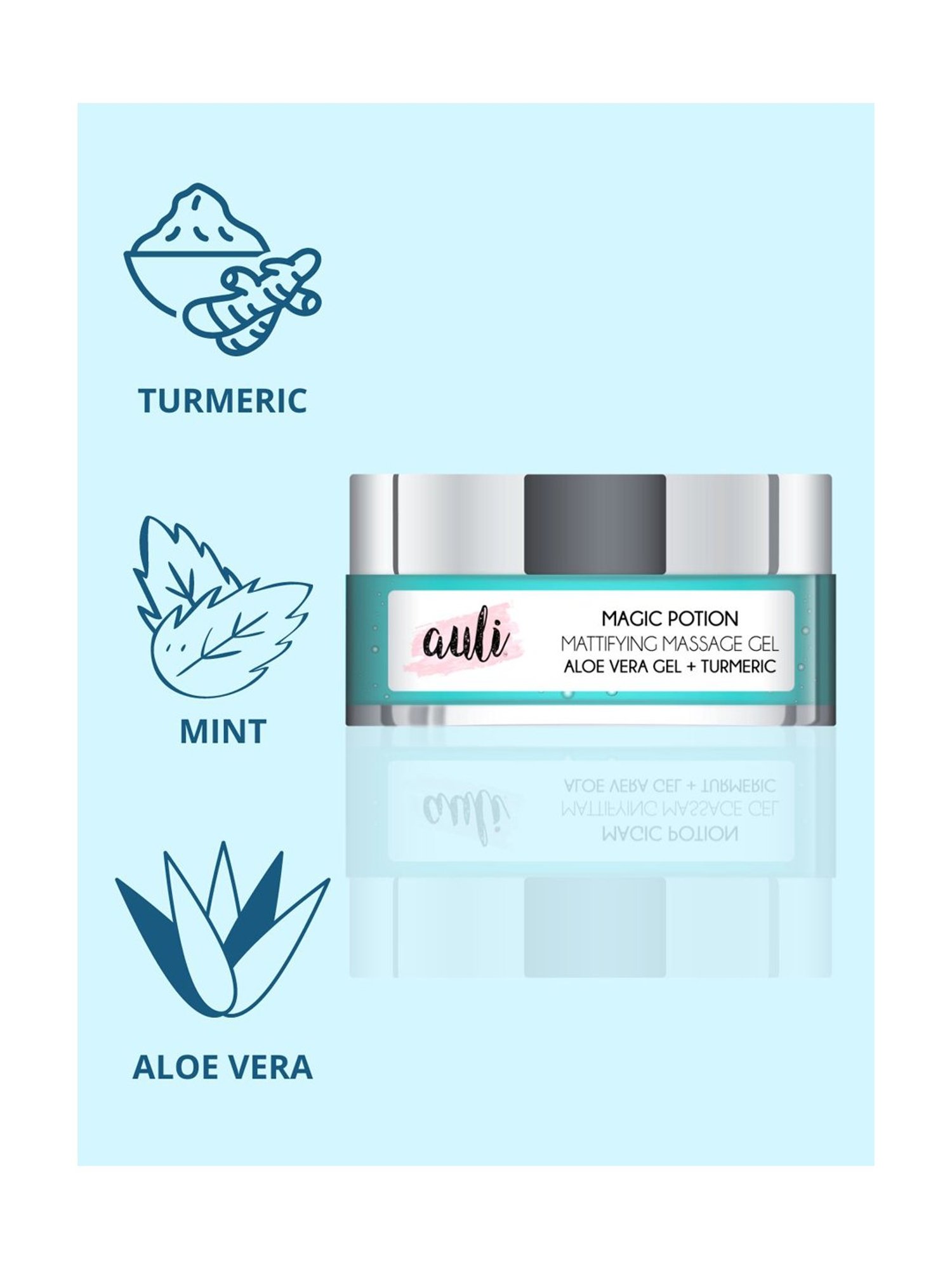 Auli Magic Potion Aloe Vera & Turmeric Gel for Hydrated Glowing Skin - 60 gm