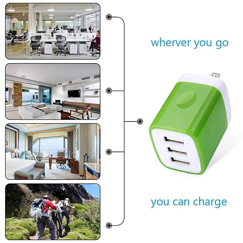 Wall Charger Plug Charger Block  2Pack 31A Multi Port USB Wall Charger Box Charging Cube Brick Compatible iPhone 11 XS X 8 7 6 Plus iPad Samsung Galaxy S20 FE S10e S9 S8 S7 Note20 Ultra LG