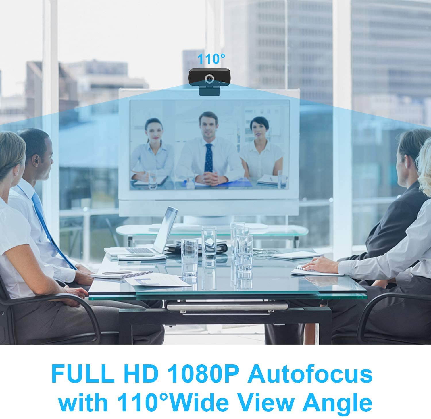 1080P Webcam with Microphone, Streaming Webcam Camera USB Plug and Play Compatible with Desktop Laptop MacBook for Video Calling Recording Conferencing Webcams
