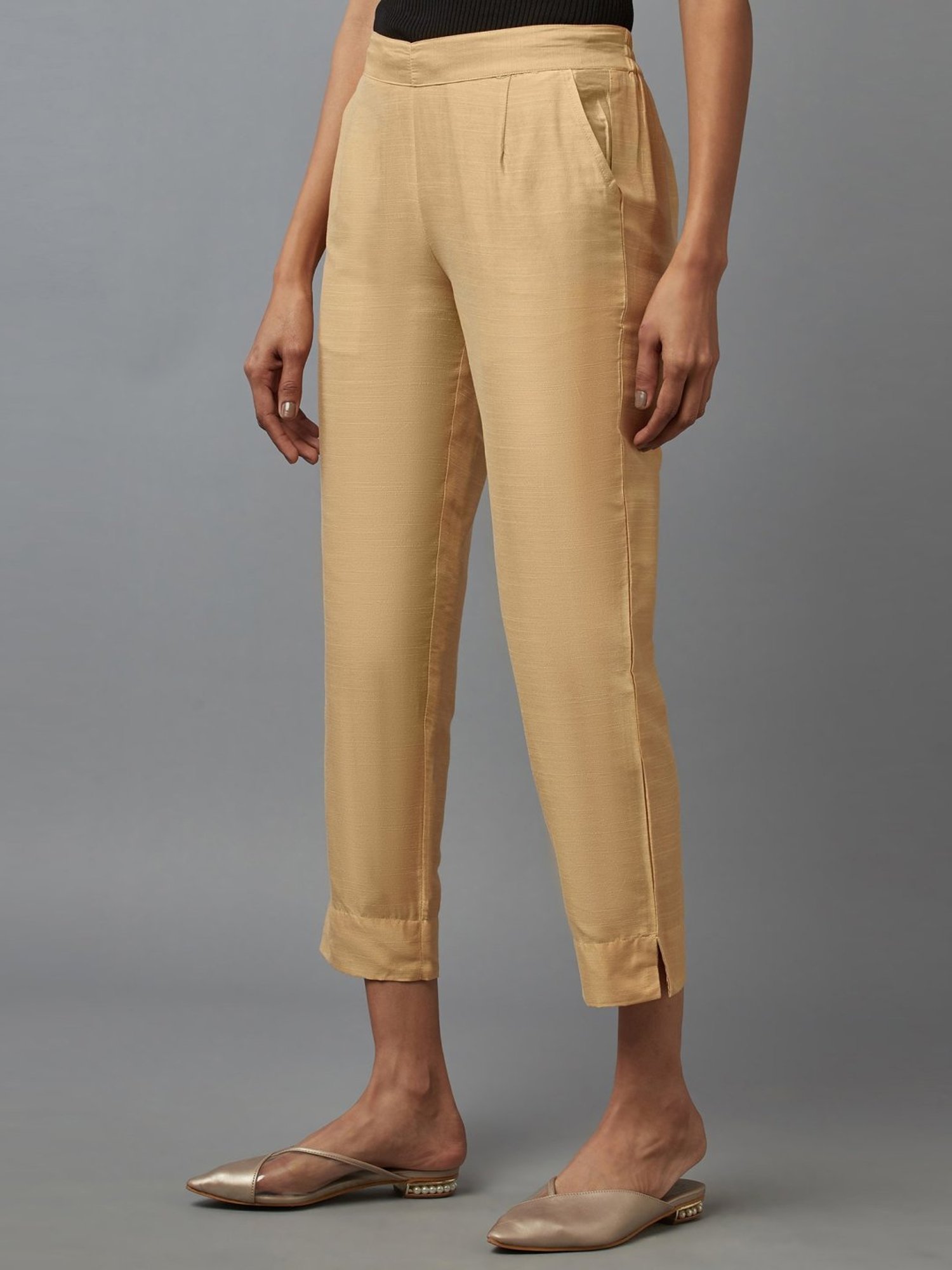 Elleven Beige Plain Pants