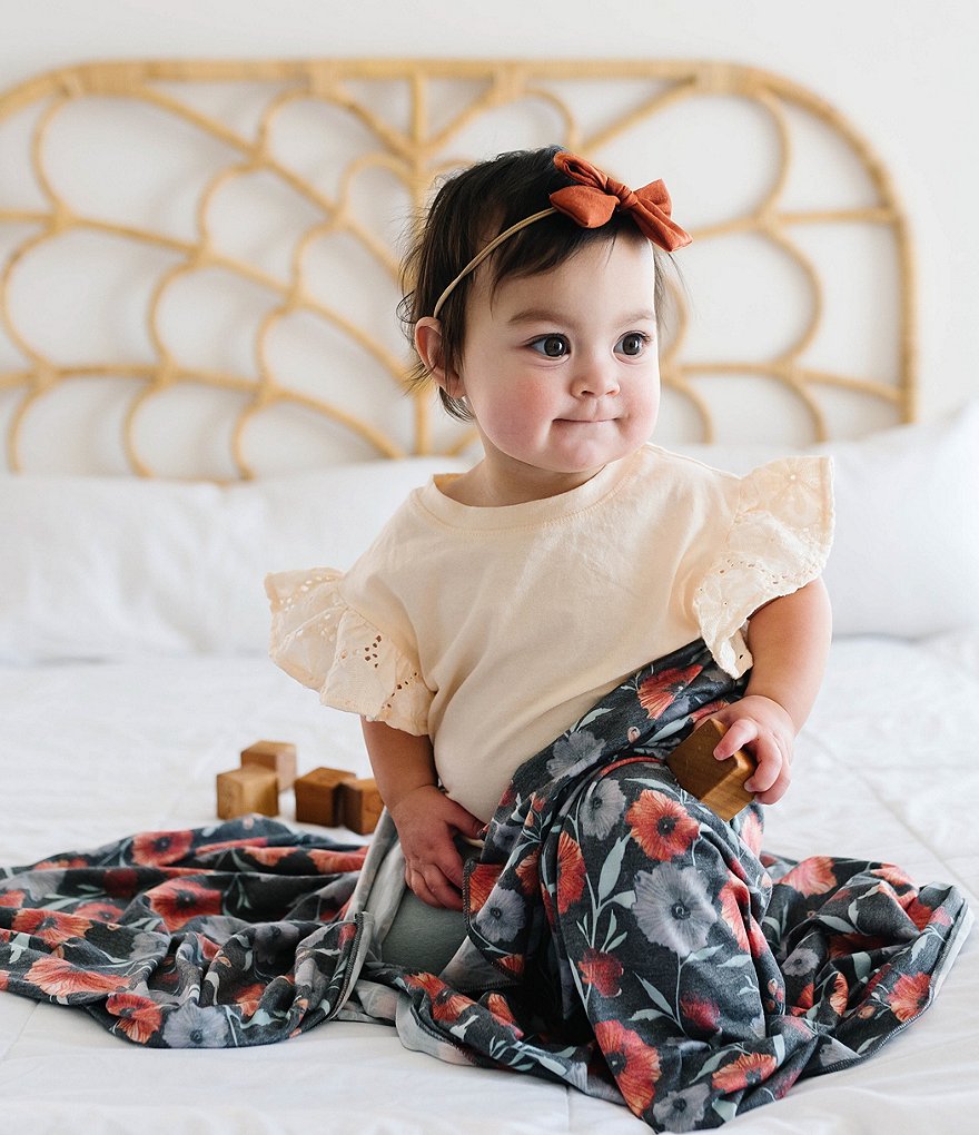 Copper Pearl Baby Girls Poppy Floral Knit Swaddle Blanket
