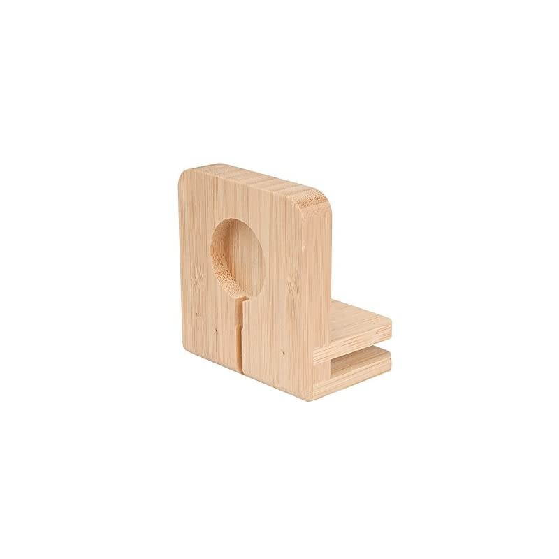 Slim Bamboo Charging Station Compatible Adapter for Apple Watch Multi Device Organizer Smartphones Tablets Laptops More
