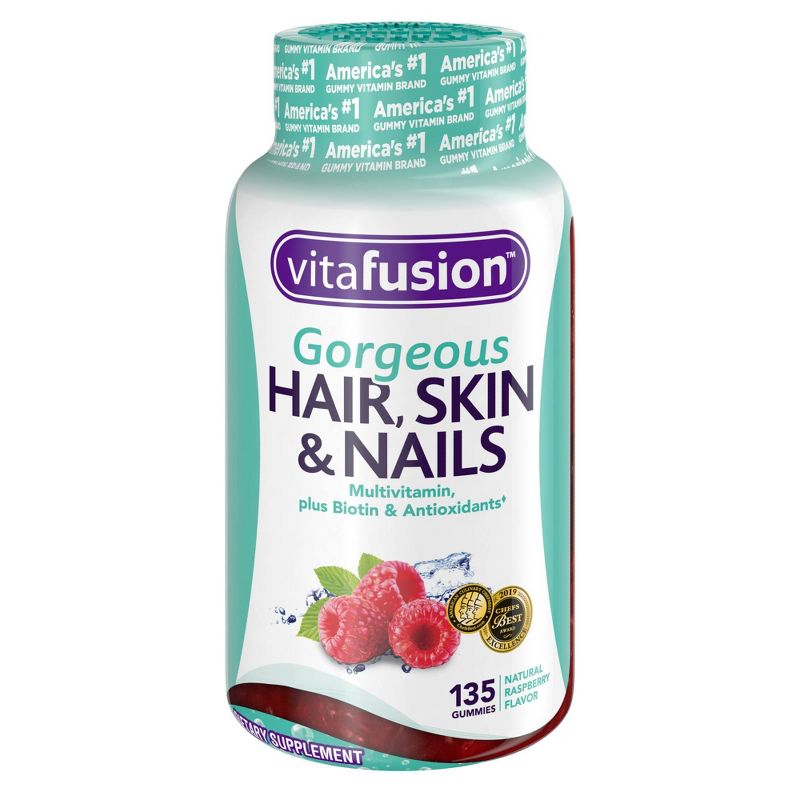 Vitafusion Gorgeous Hair Skin & Nails Supplement Gummies - Raspberry - 135ct