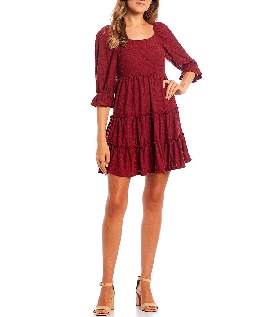Allison & Kelly 3/4 Puff Sleeve Tier Knit Dress