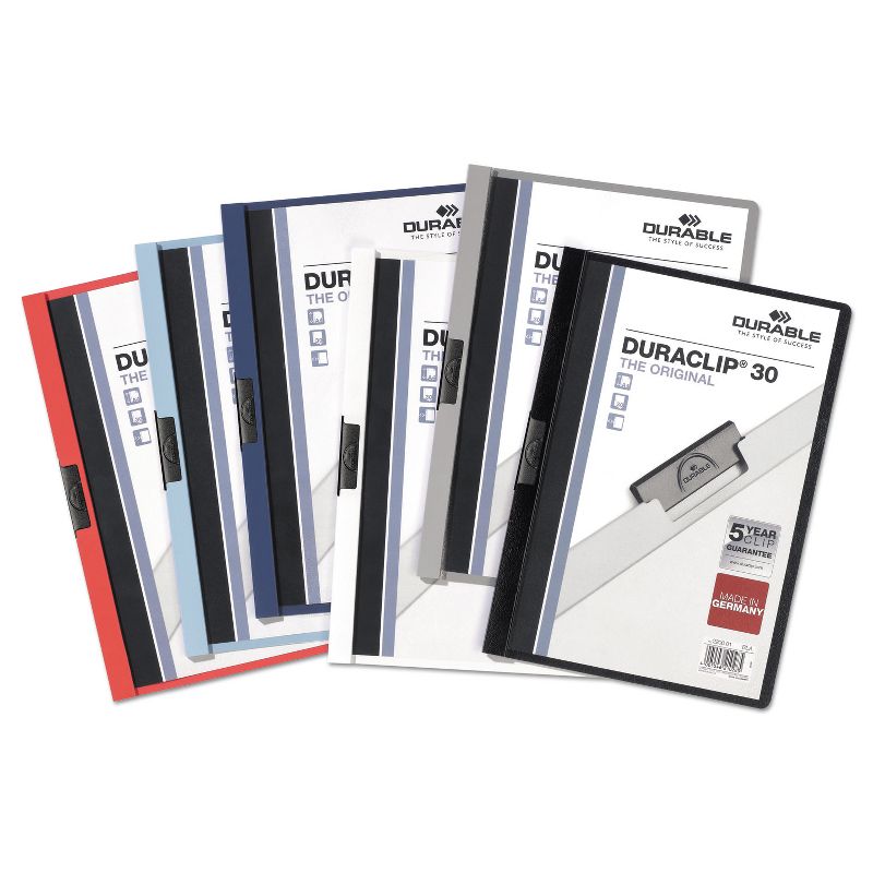 Durable Vinyl DuraClip Report Cover w/Clip, Letter, Holds 30 Pages, Clear/Maroon, 25/Box 220331