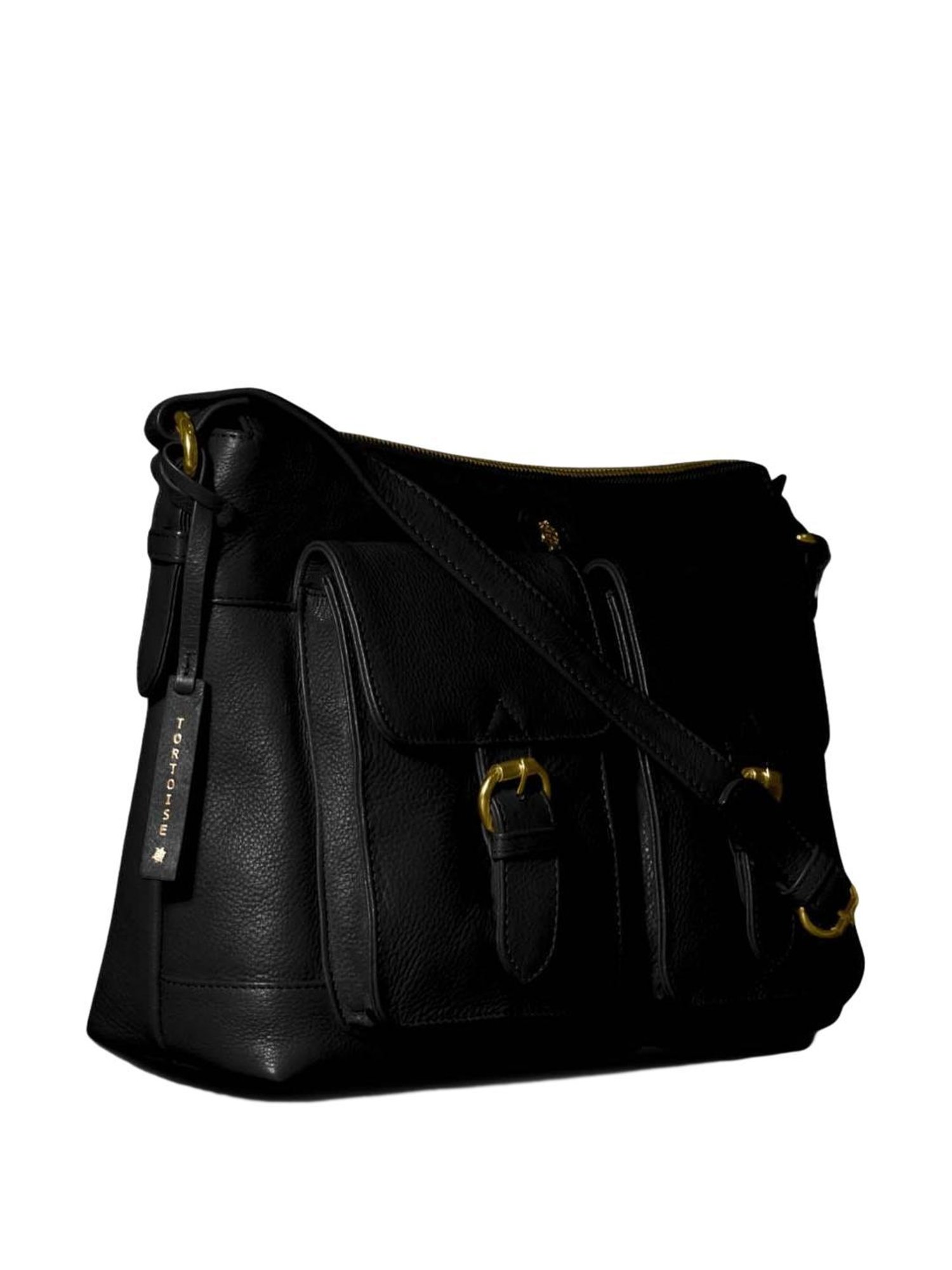 Tortoise Go Everywhere Jayna Black Solid Medium Cross Body Bag