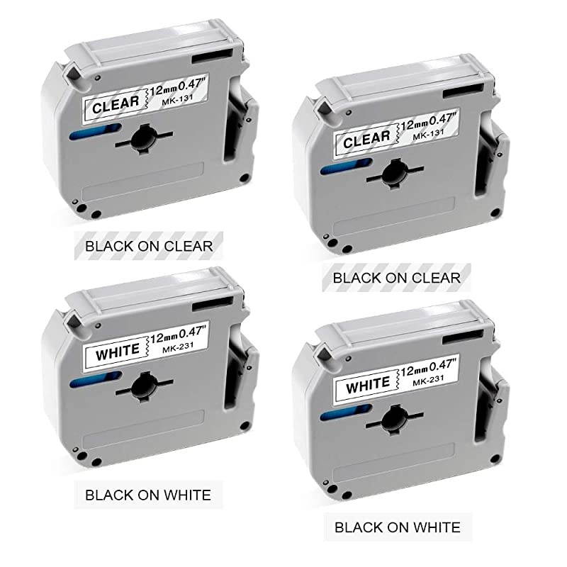 Compatible Label Tape Replacement for Brother MK231 MK131 12mm 047 Inch Black on WhiteClear Ptouch M Label Tape Compatible with Brother PT45 PTM95 PT65 PT90 12 Inch Tape
