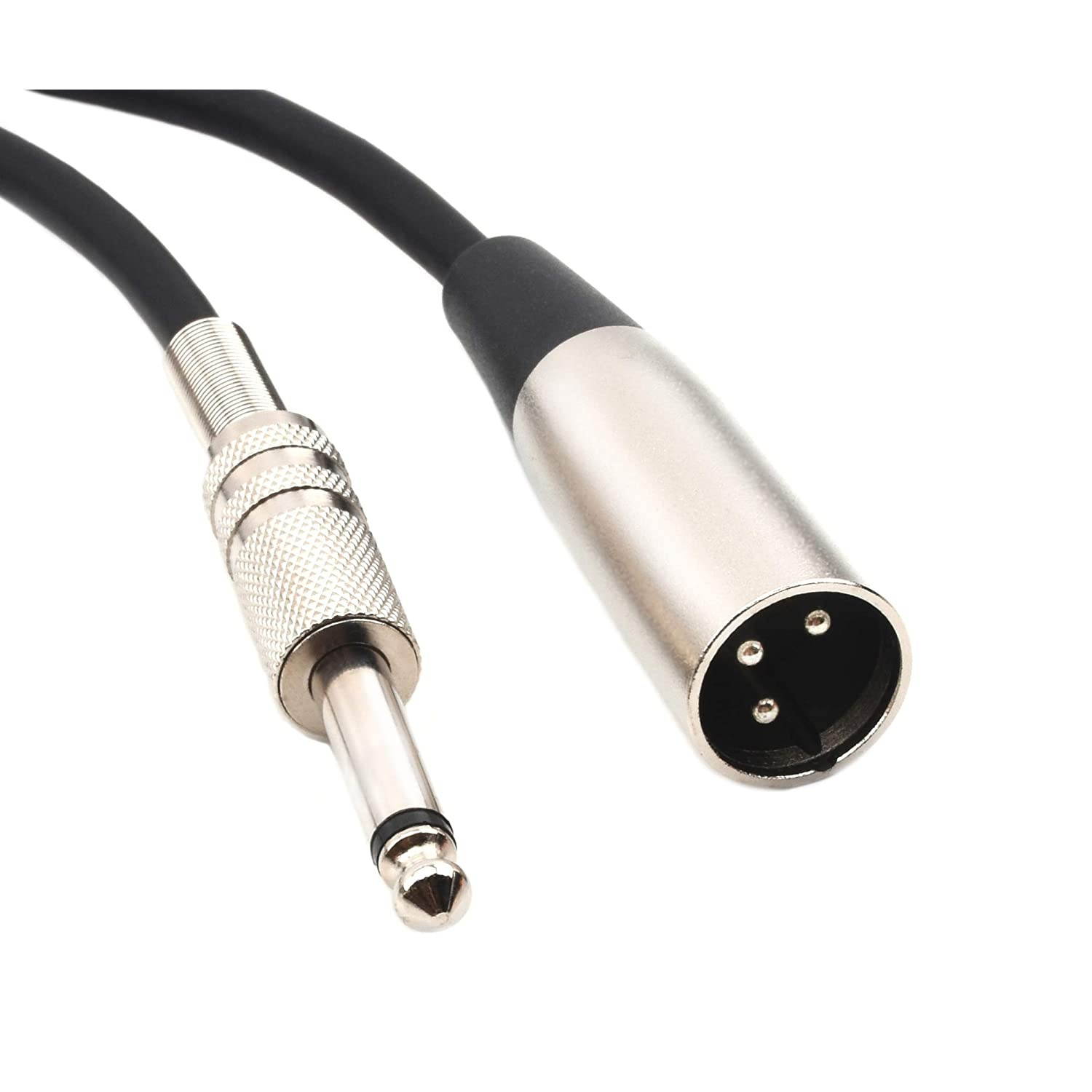 Devinal Unbalanced XLR Male to 1/4" Inch TS Mono Male Plug Audio Connector, 6.35mm to XLR Cable for Amplifiers, Instruments etc.[10 Feet]