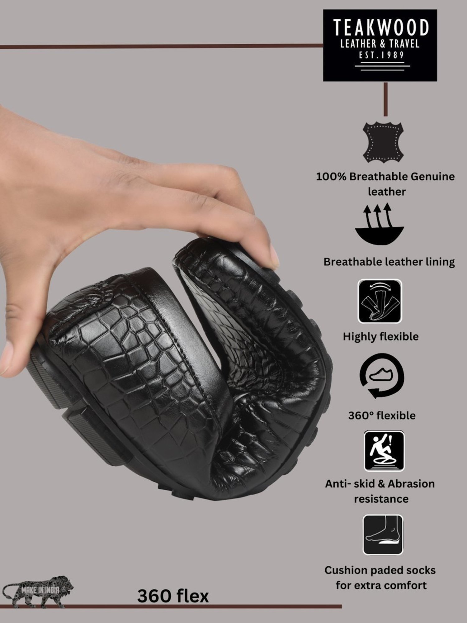 Teakwood Leathers Men's Black Casual Loafers