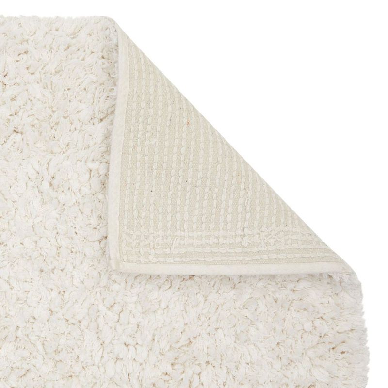 Juvale White Cotton Bath Mat, Plush Non-Slip Bathroom Rug for Showers (32 x 20 Inches)