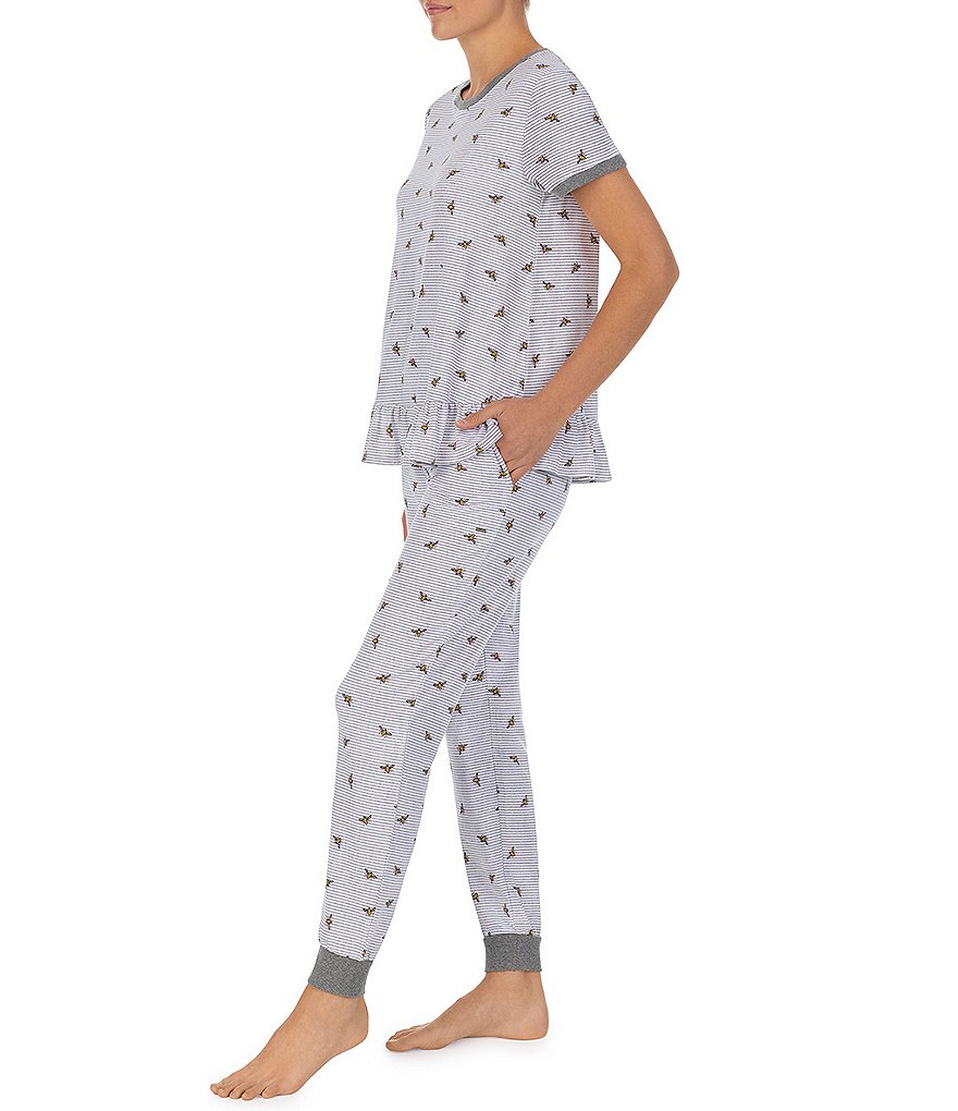 Kensie Ballerina Owl Printed Jersey Knit Jogger Coordinating Pajama Set