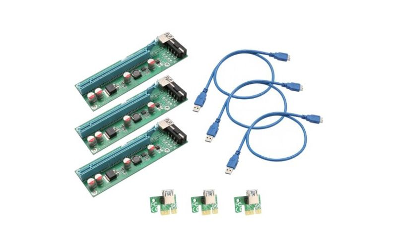 IO Crest PCI-E x1 to Powered x16 Riser Adapter Card USB 3.0 Extension Cable - 1 x PCI Express x16 PCI Express