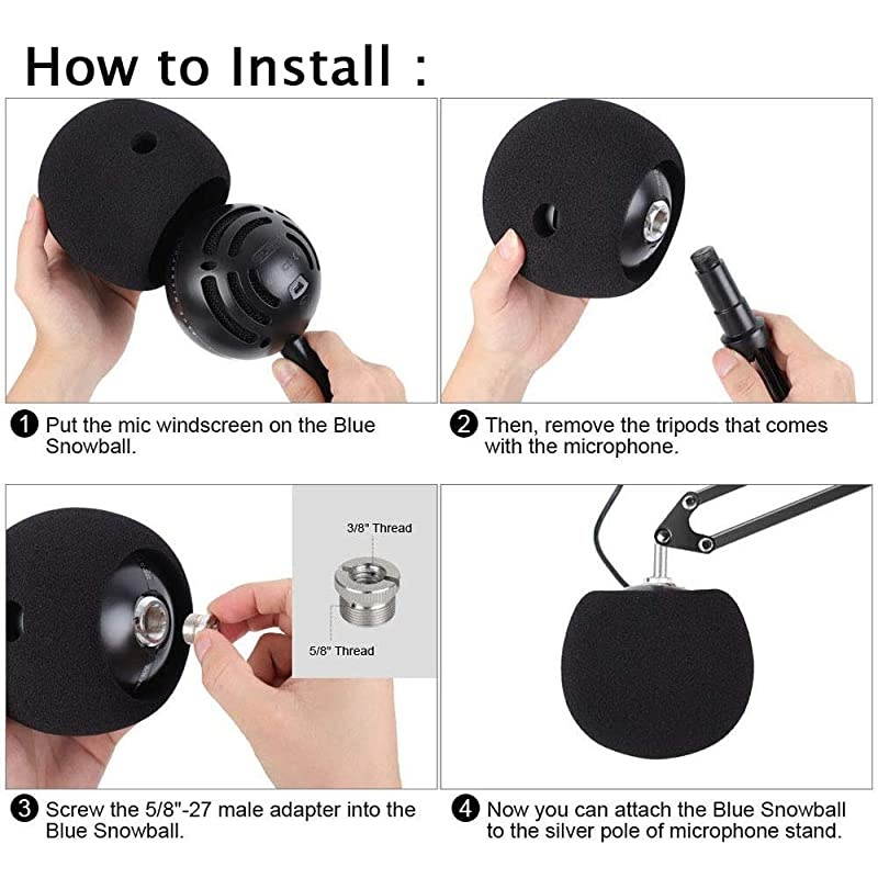 Microphone Stand with Mic Pop Filter Shock Mount Adjustable Mic Boom Scissor Arm Stands for Blue Yeti SnowballRadio Broadcasting and Recording