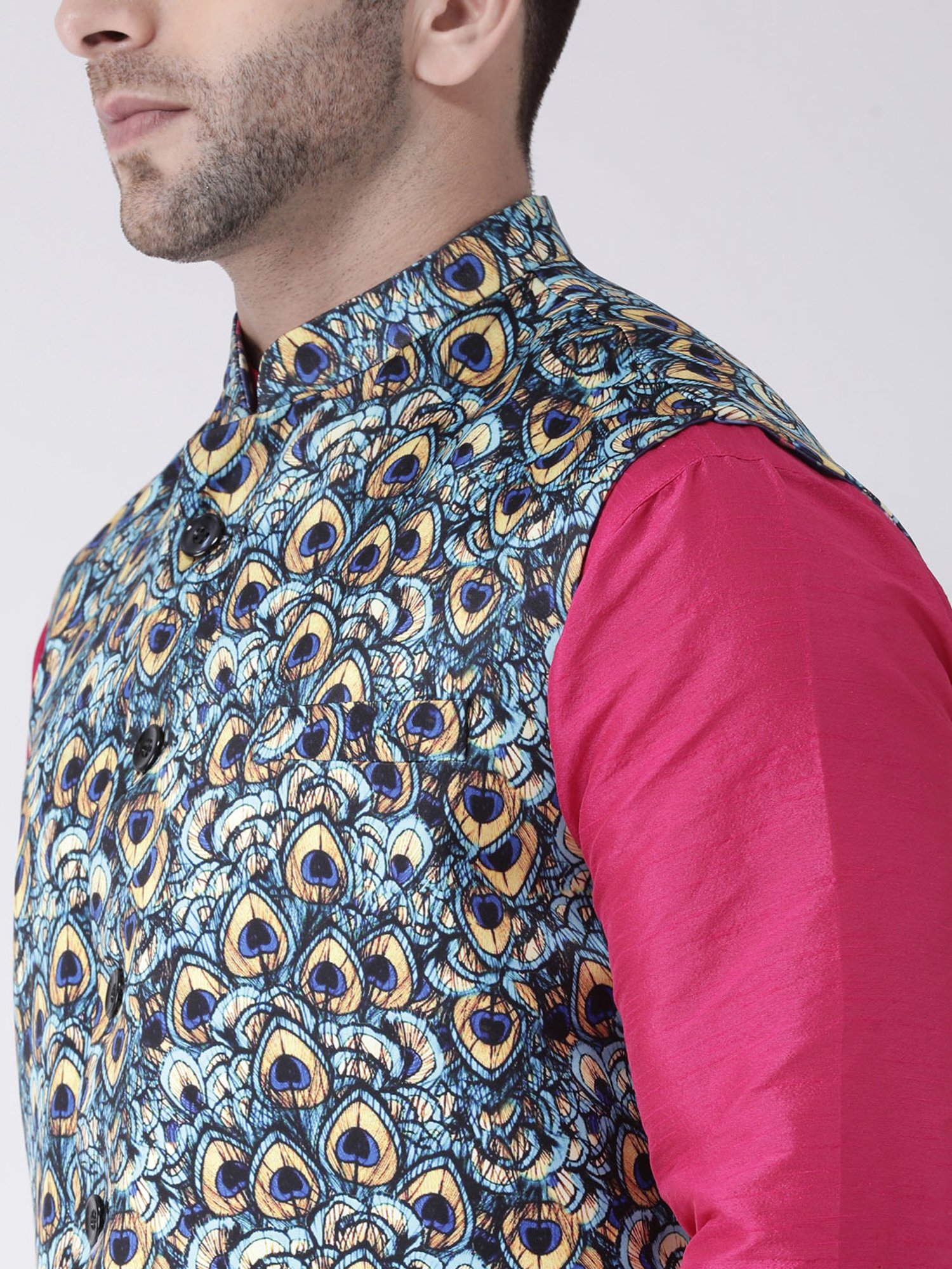 Hangup Plus Multicolor Regular Fit Printed Nehru Jacket