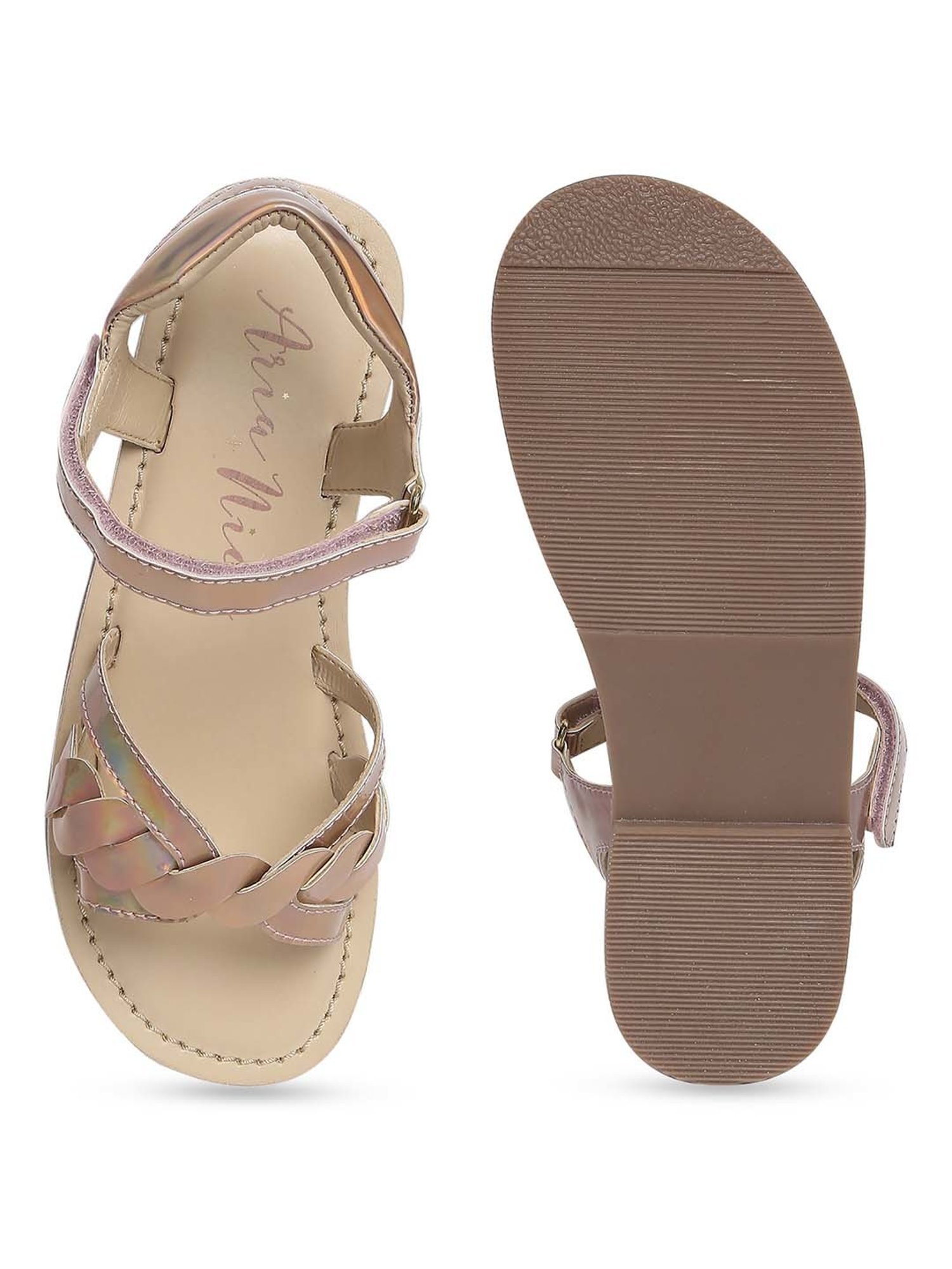 Aria Nica Kids PARTY Rose Gold Cross Strap Sandals