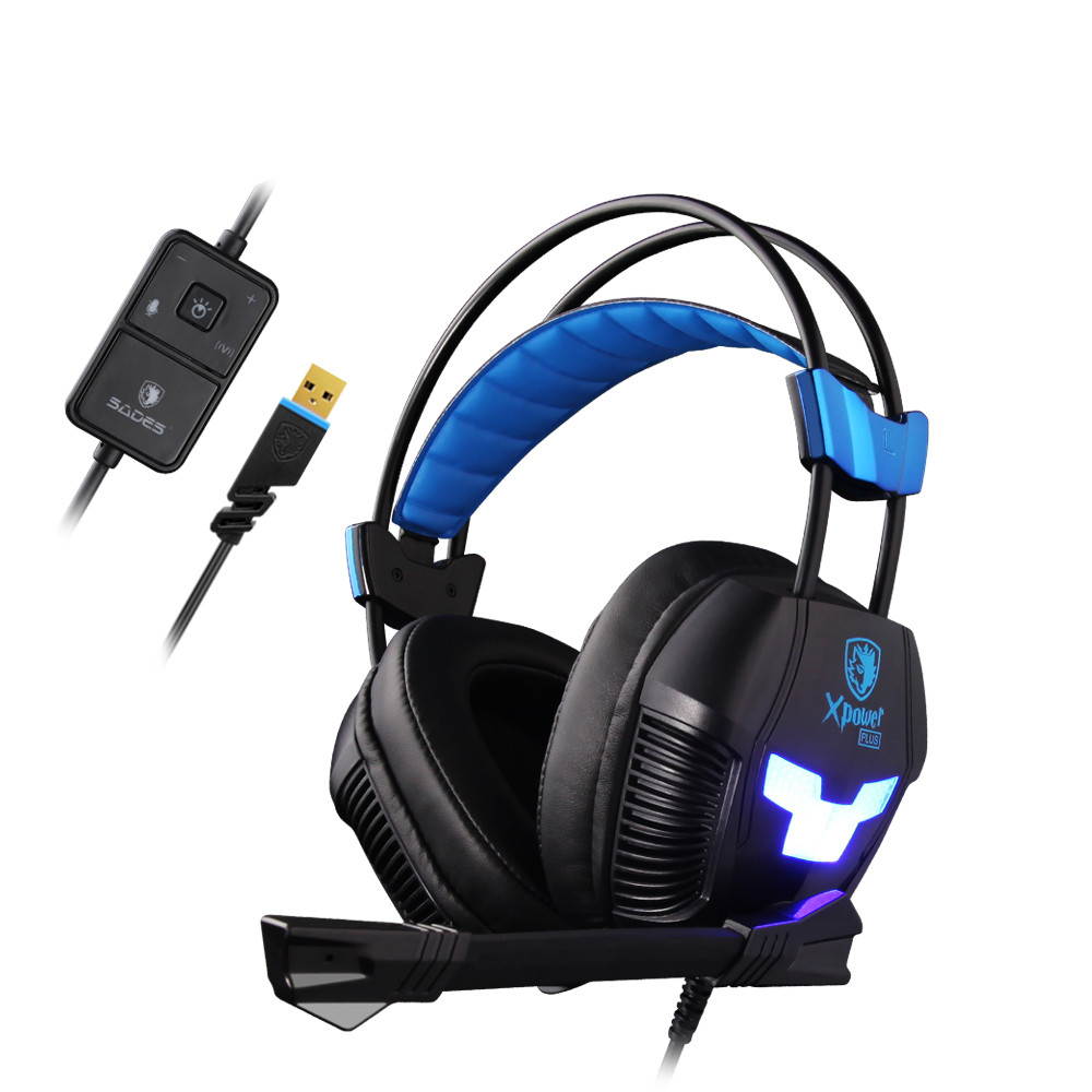 SADES Xpower Plus Gaming Headset Gamer Headphones Stereo Surround Sound 2-Level Vibration LED