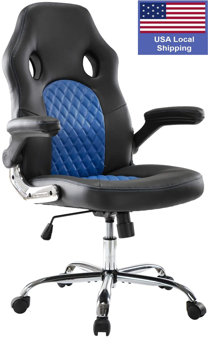 SMUGDESK Office Chair, Gaming Chair Leather, Computer Desk Chair Task Swivel Executive Chairs High Back with Padded Seat Armrests and Rolling Casters (Black)
