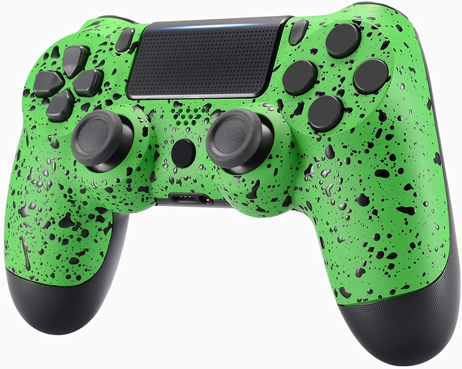 eXtremeRate Textured Green Faceplate Cover, 3D Splashing Front Housing Shell for Playstation 4 PS4 Slim PS4 Pro Controller (CUH-ZCT2 JDM-040/050/055) - Controller NOT Included