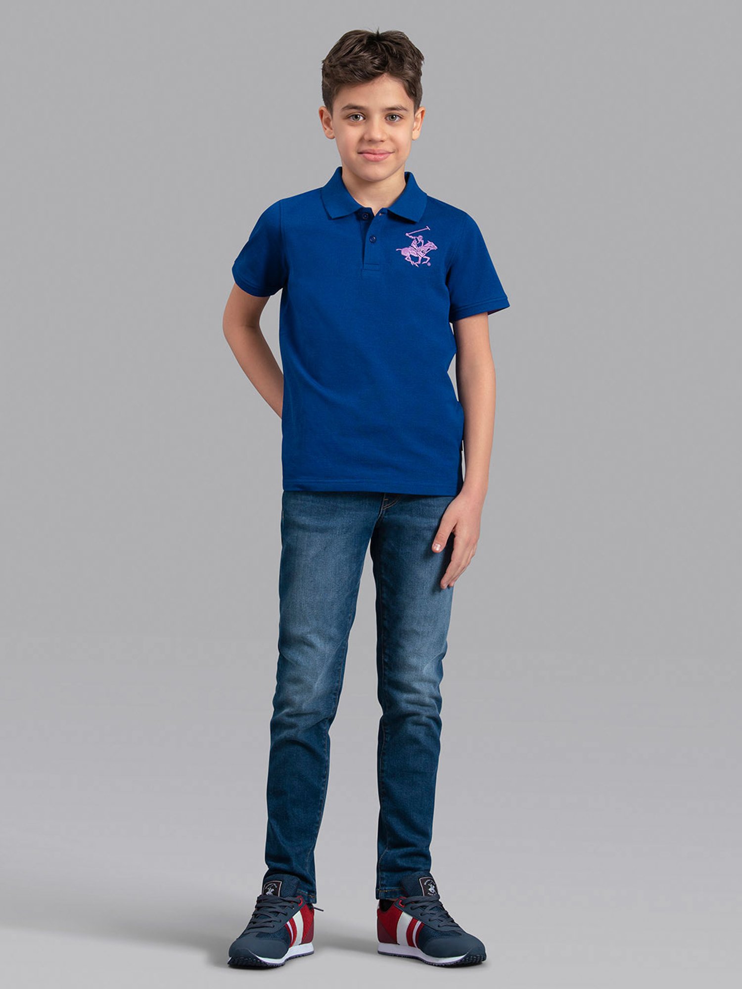 Beverly Hills Polo Club Boys Blue Solid Polo T-Shirt