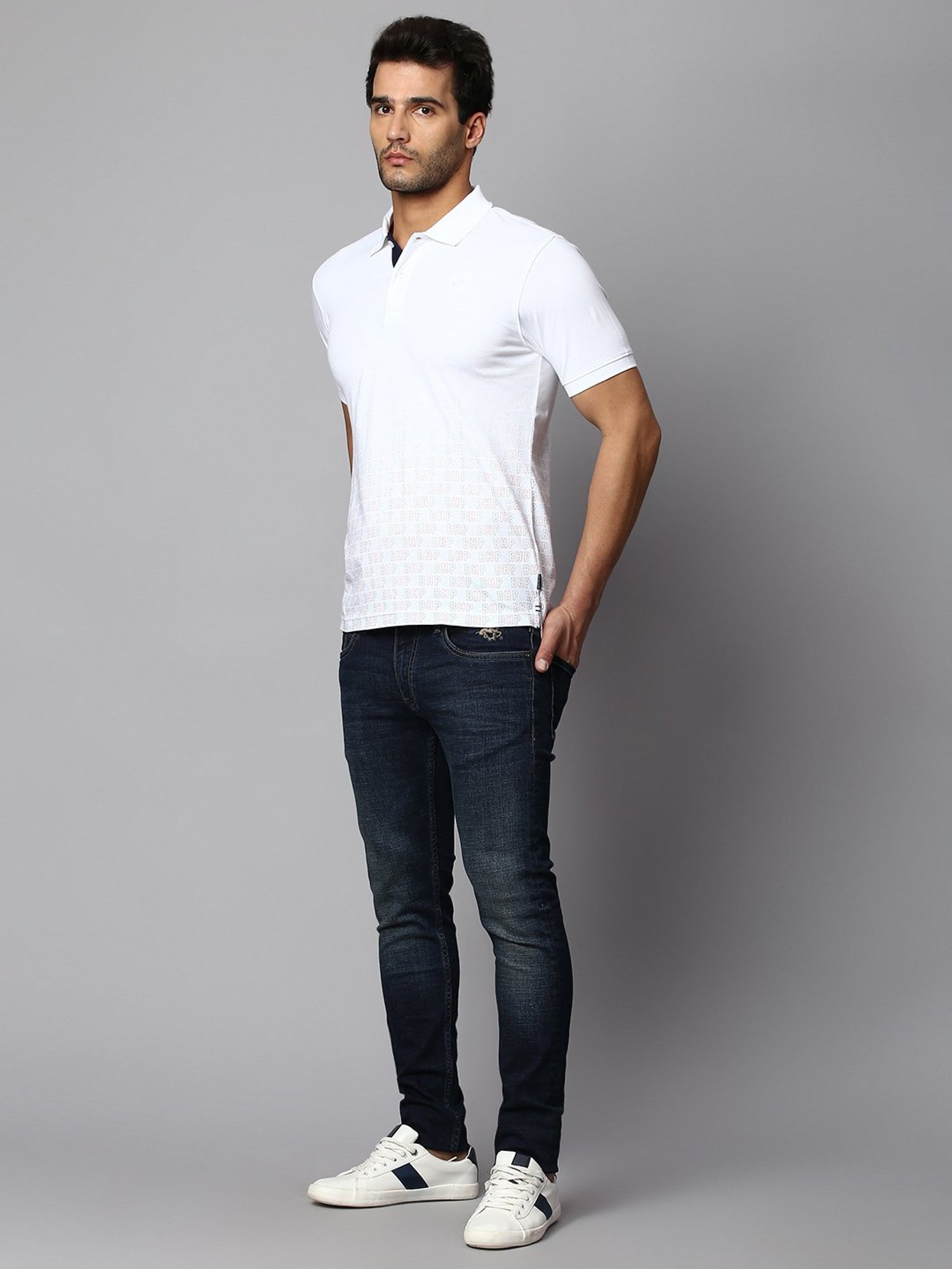 Beverly Hills Polo Club White Regular Fit Cotton Polo T-Shirt