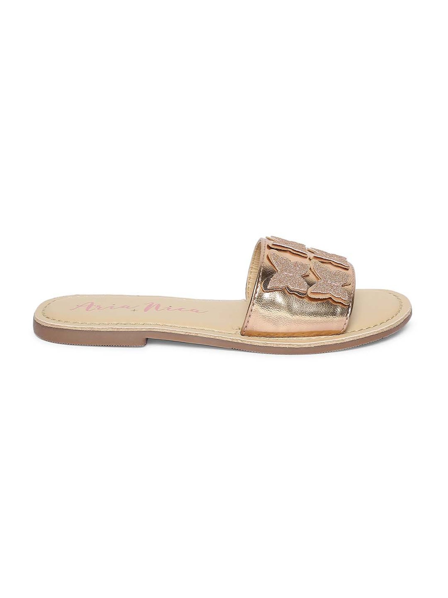 Aria Nica Kids Flutter Rose Gold Casual Slides