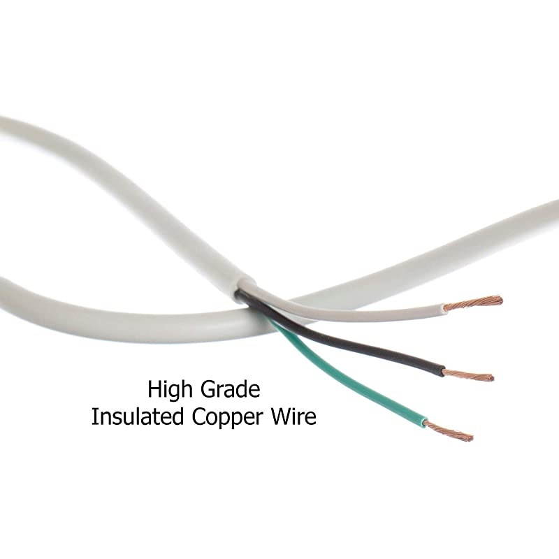 AC Power Cord 3 Prong | 10 Feet White | Premium Quality Copper Wire Core Computer Medical Server amp Desktop NEMA 515 to C13 IEC 320 UL Listed Power Cable