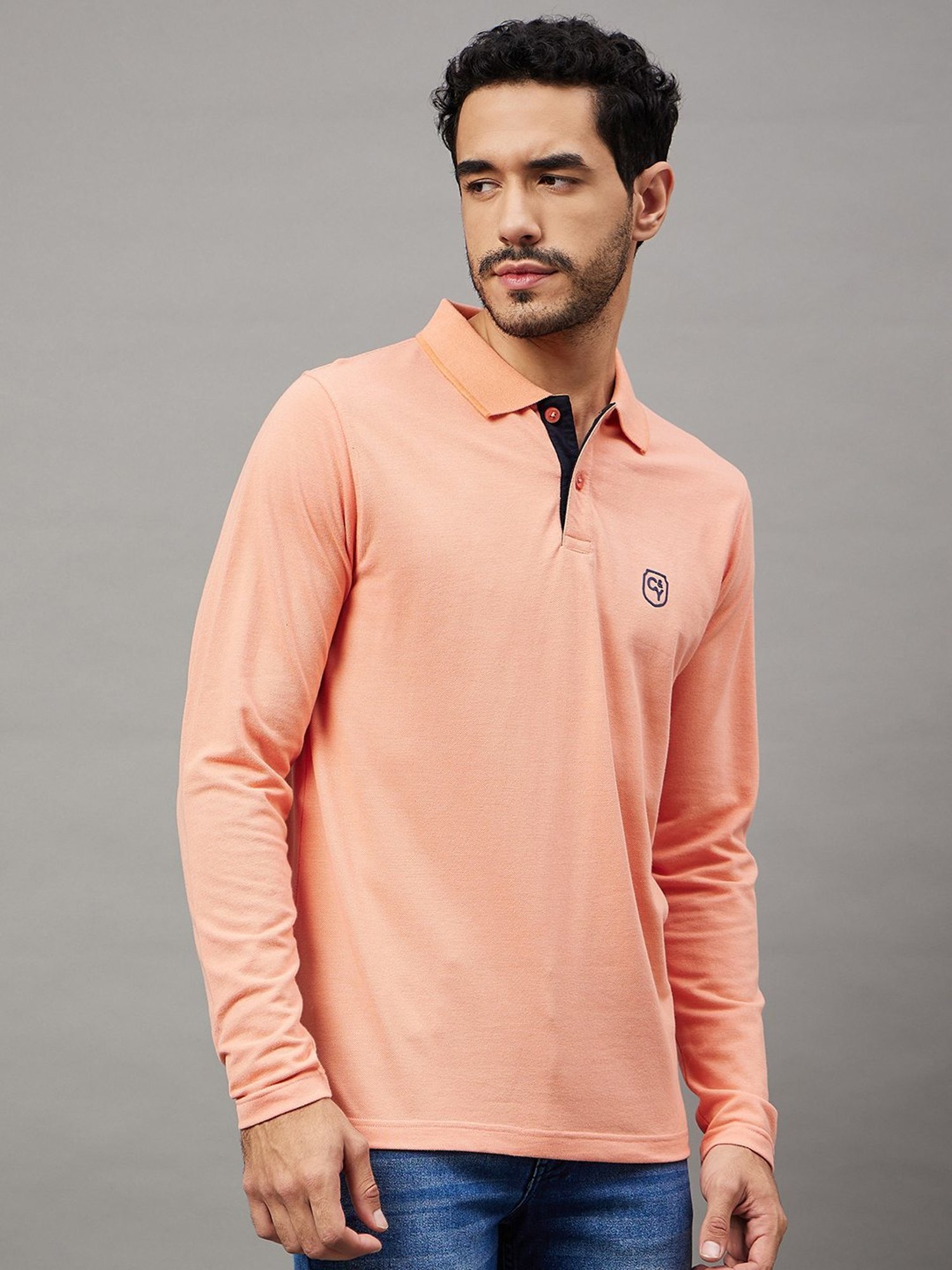 Club York Peach Regular Fit Polo T-Shirt