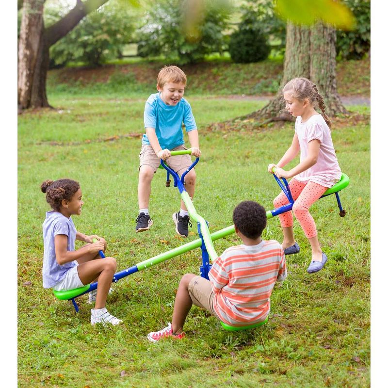 HearthSong Quad-Seat Teeter Totter Spinning Seesaw for Multiple Kids' Active Play