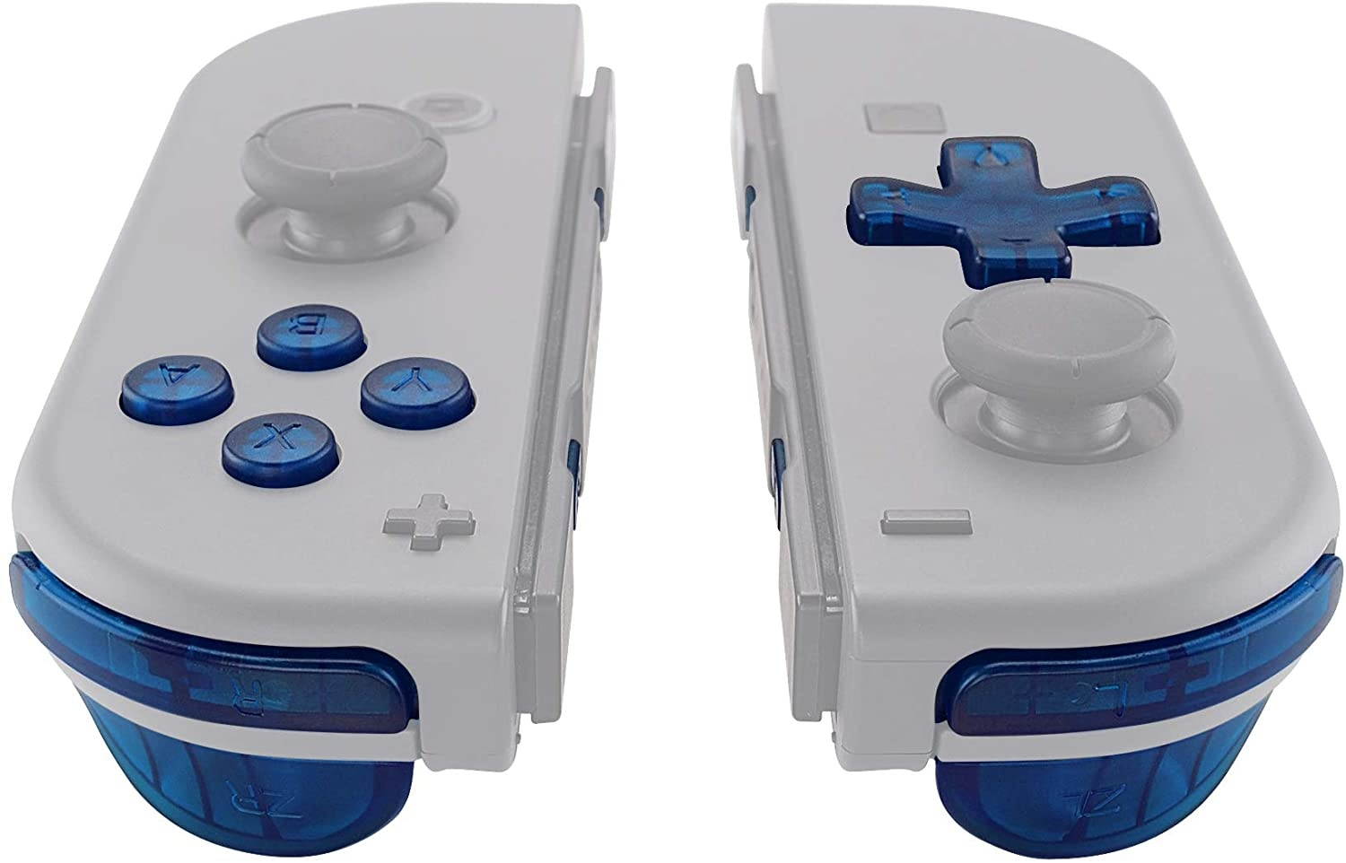 Transparent Clear Blue D-pad ABXY Keys SR SL L R ZR ZL Trigger Buttons Springs, Replacement Full Set Buttons Fix Kits for Nintendo Switch Joycon (D-pad ONLY Fits for eXtremeRate Joycon D-pad Shell)