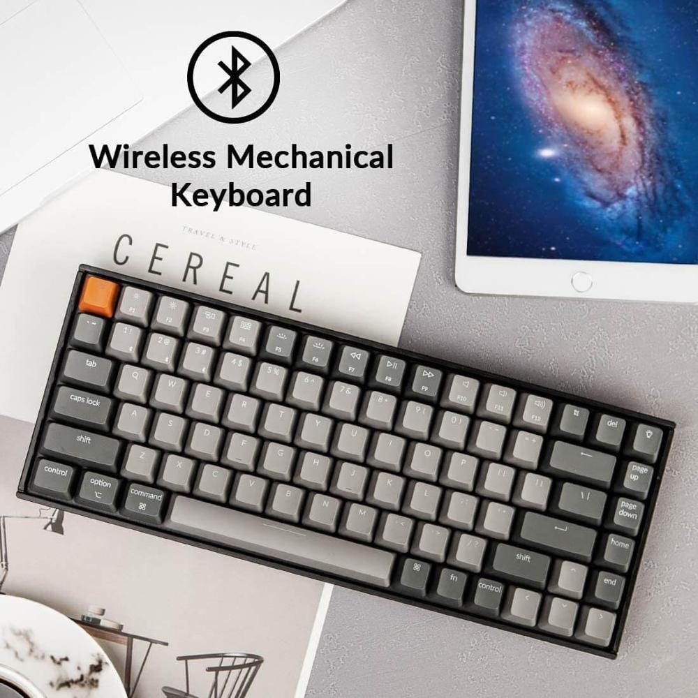Keychron K2 A V2 Bluetooth Mechanical Keyboard w/ Gateron Red Switch/White LED Backlit 84 Key Wireless Keyboard for Mac Windows
