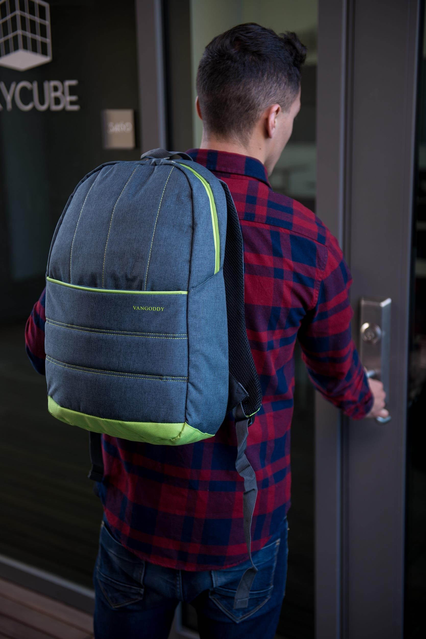 VanGoddy Grove Lightweight Protective Apple Green Nylon Laptop Backpack Suitable for Up to 15.6inch Laptops