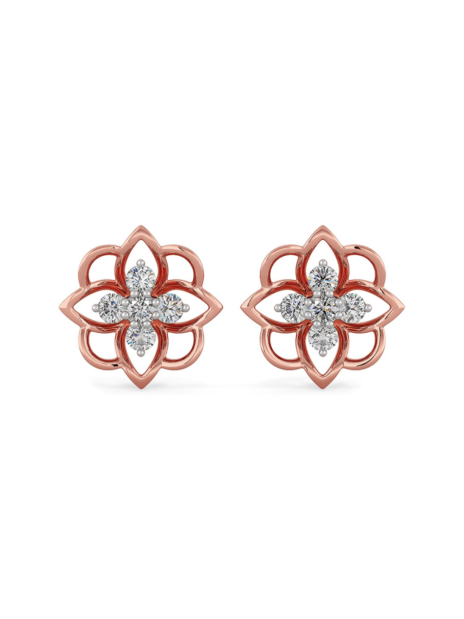Joyalukkas 18k Rose Gold & Diamond Stud Earrings