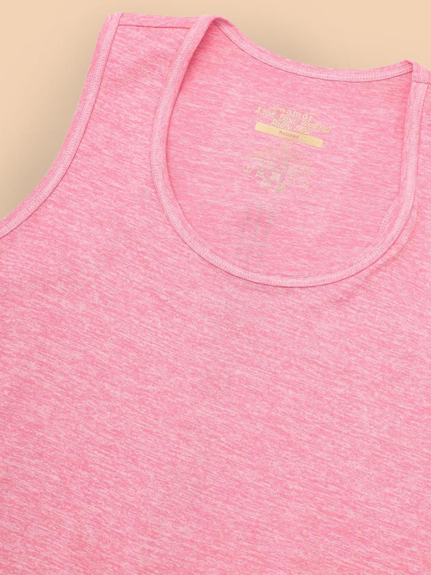 Enamor Pink Sleeveless Sports T-Shirt