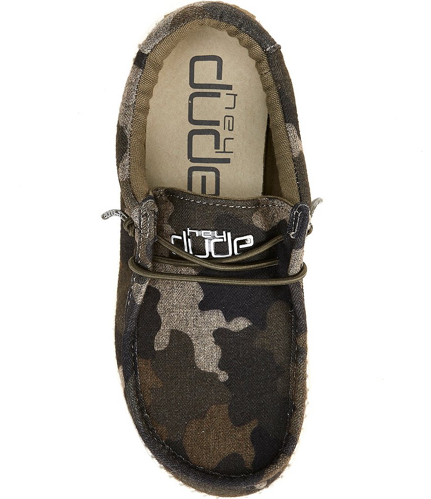 Hey Dude Boys' Wally Camo Linen Washable Slip-Ons (Toddler)